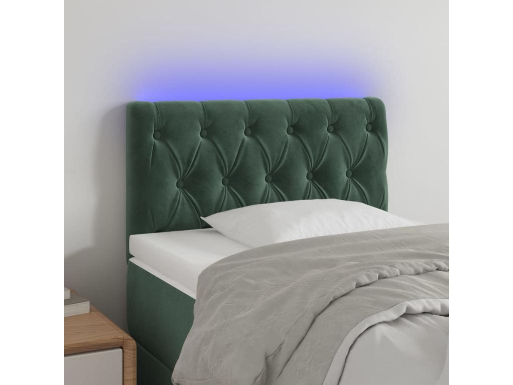 Dark Green LED Headboard 80x7x78/88 cm Velvet LJHS84260