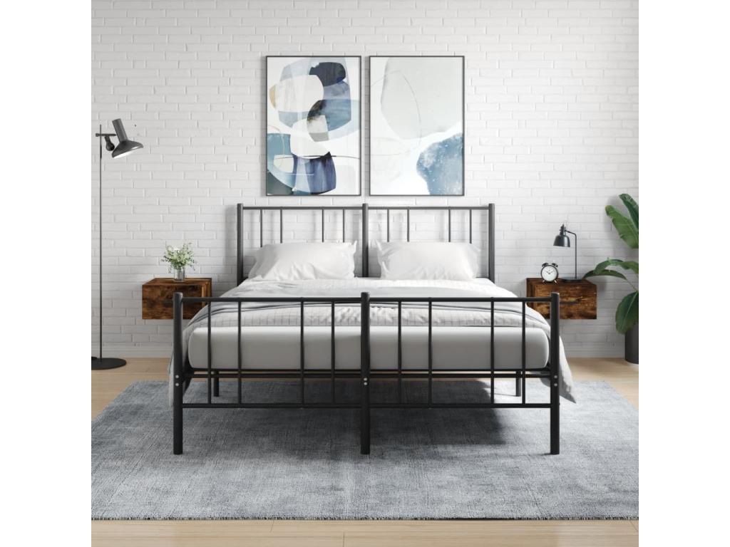 2-piece wall-mounted bedside tables in smoked oak, 35x35x20 cm, UBLL25529
