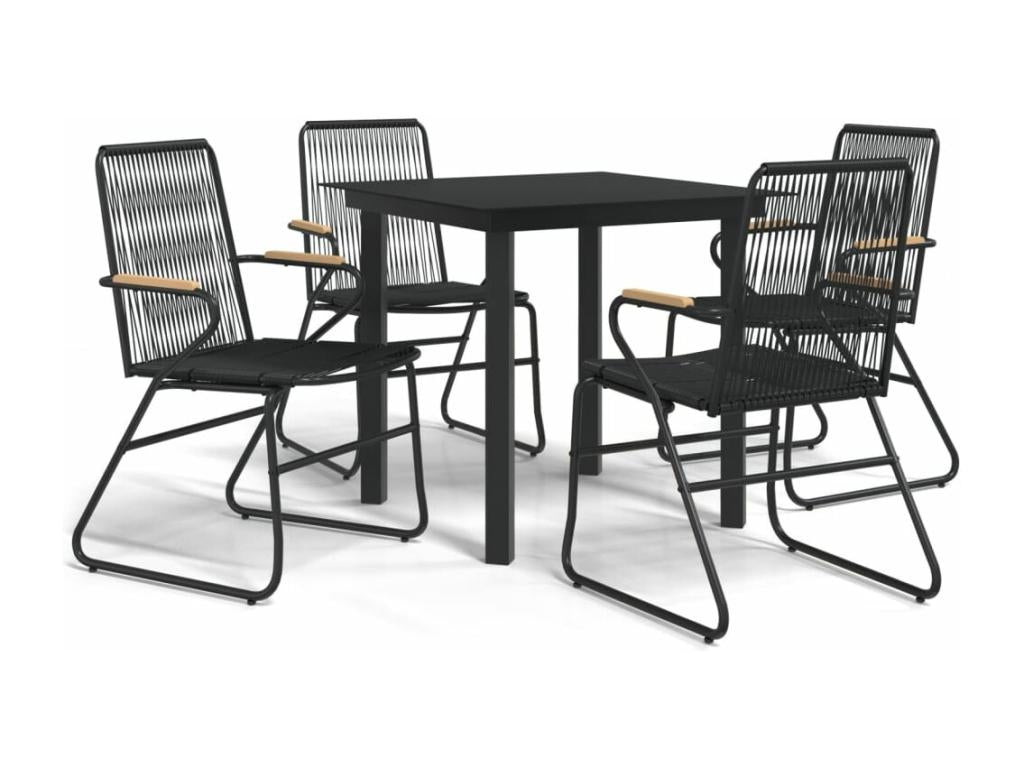 5-piece garden dining set, black rattan PVC, UEPE07299