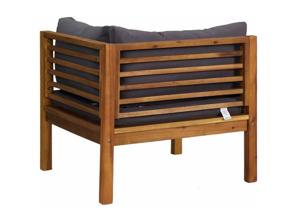 2-piece corner sofa set with dark grey cushions, Decohaute wood, VRIY74331