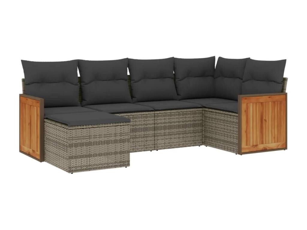 6-piece garden furniture set with grey resin wicker cushions OLCI77681