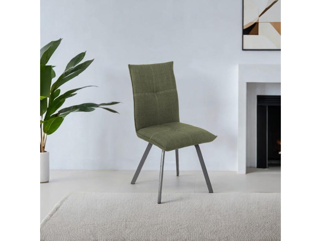 Decohaute - Set of 6 Textured Fabric Chairs, Khaki Green BMJZ80585