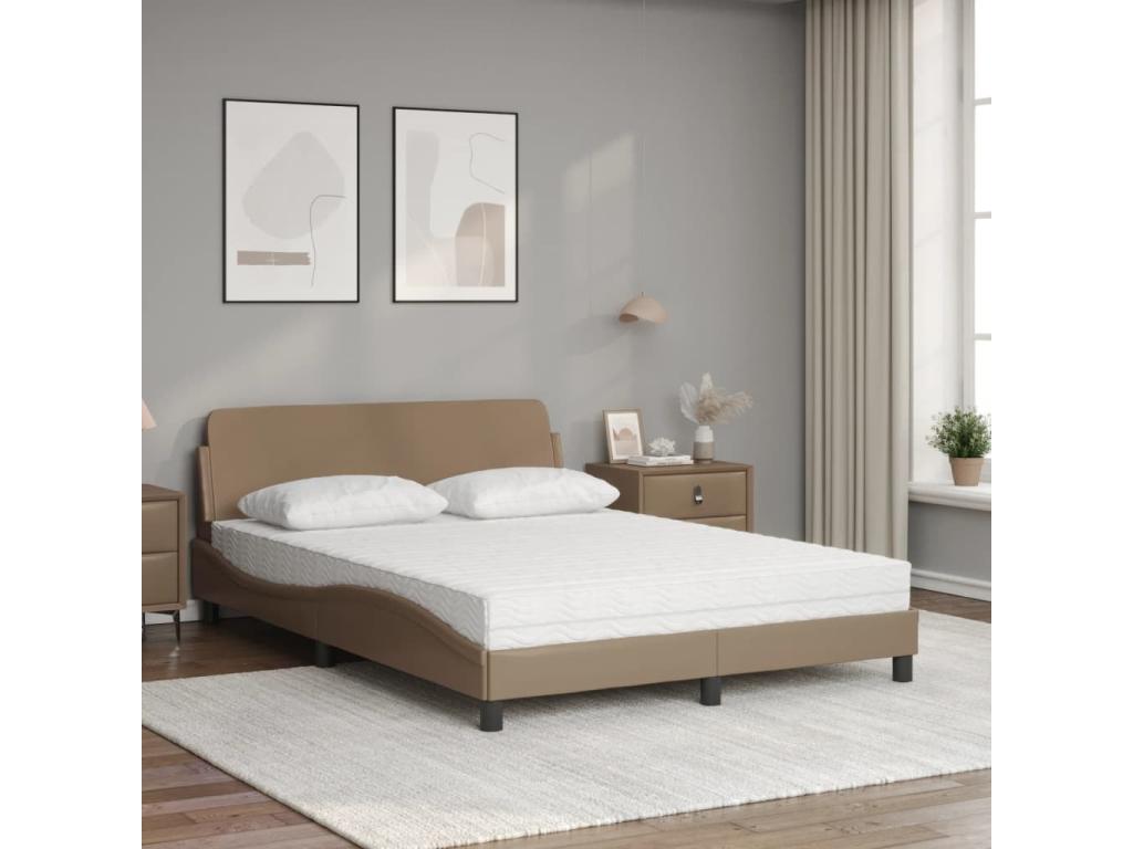 Bed with cappuccino mattress 140x200 cm faux leather WSNI00986