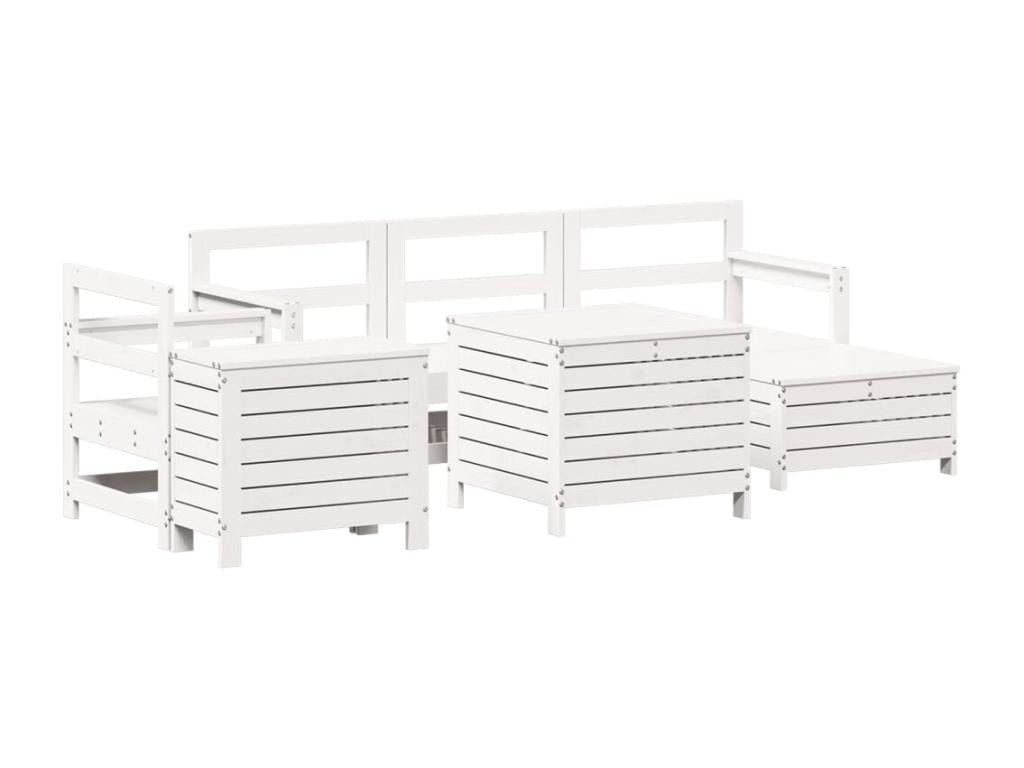 7-piece garden furniture set, white, solid pine wood EPPZ78266