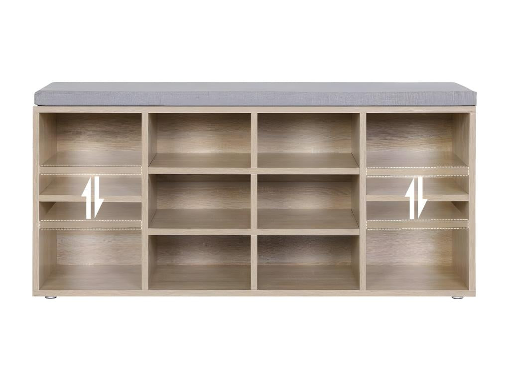 Shoe Bench with 10 Niches, Wood Finish - L104 cm PWBZ49395