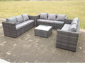 Rattan garden furniture with 3-seater sofa and square coffee table, MéDecohaute dark grey HKKG11739
