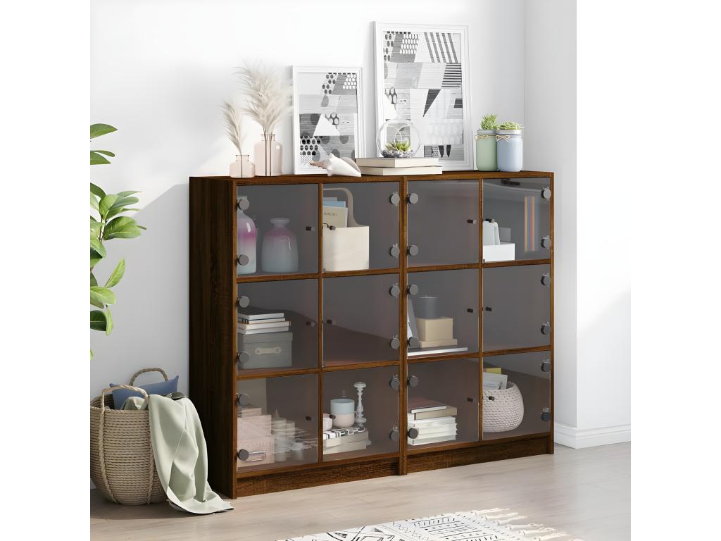 Bookcase with brown oak doors, 136x37x109 cm, ZKOV53607