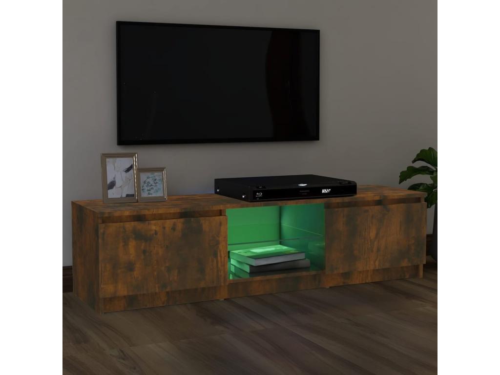 TV stand with LED high-decoration, smoked oak, 120x30x35.5 cm, SALI42270
