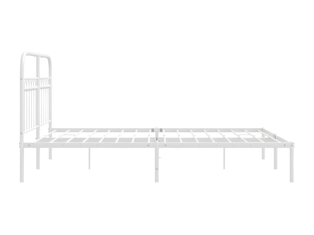 Metal bed frame with white headboard 140x190 cm BSME31613