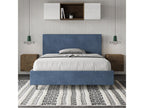 Double bed without slatted base, upholstered, 140x190 cm, blue microfiber, Decohaute EJIV46303