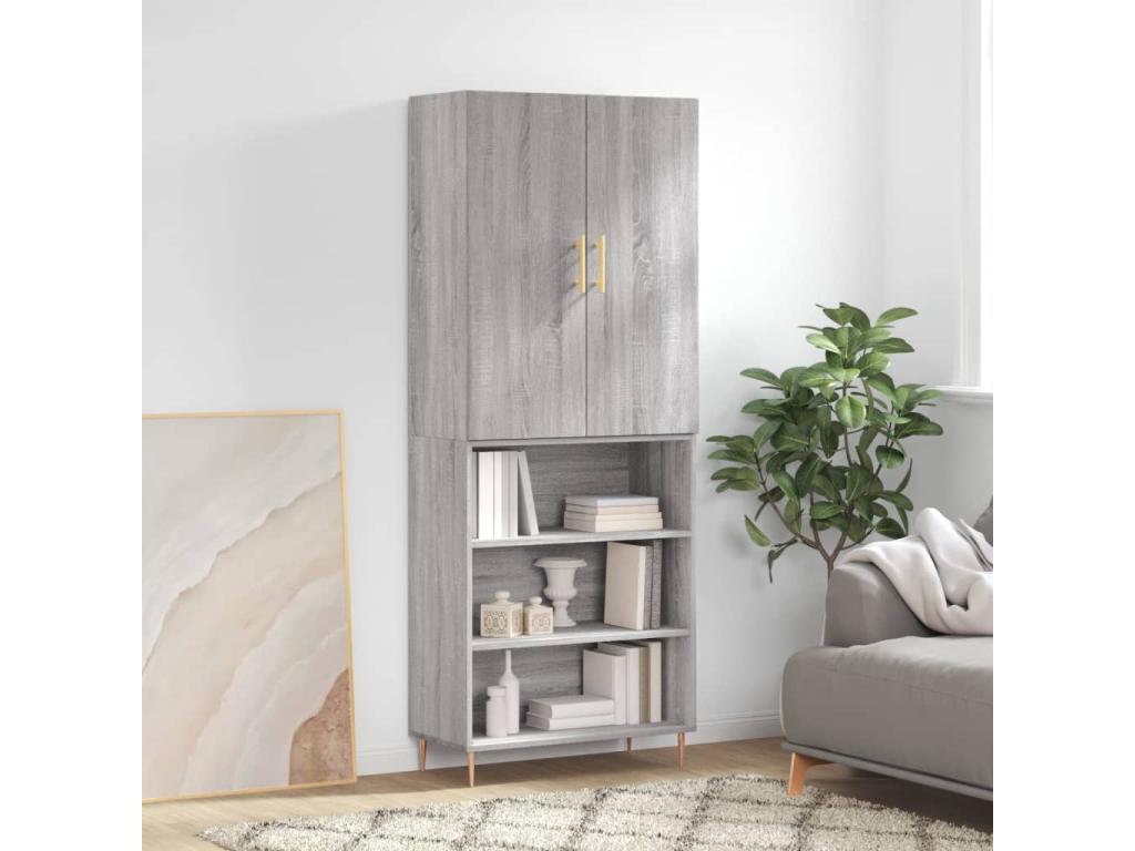 Decohaute tall sideboard, grey, 69.5x34x180 cm, engineered wood, FTOJ81580