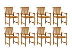 Garden chairs with cushions, set of 8, solid wood, Decohaute JNJZ29272
