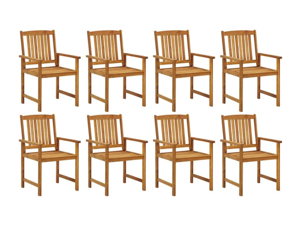 Garden chairs with cushions, set of 8, solid wood, Decohaute JNJZ29272