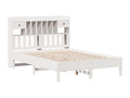 White bookcase bed without mattress, 135x190 cm, solid pine wood, KFQN02705