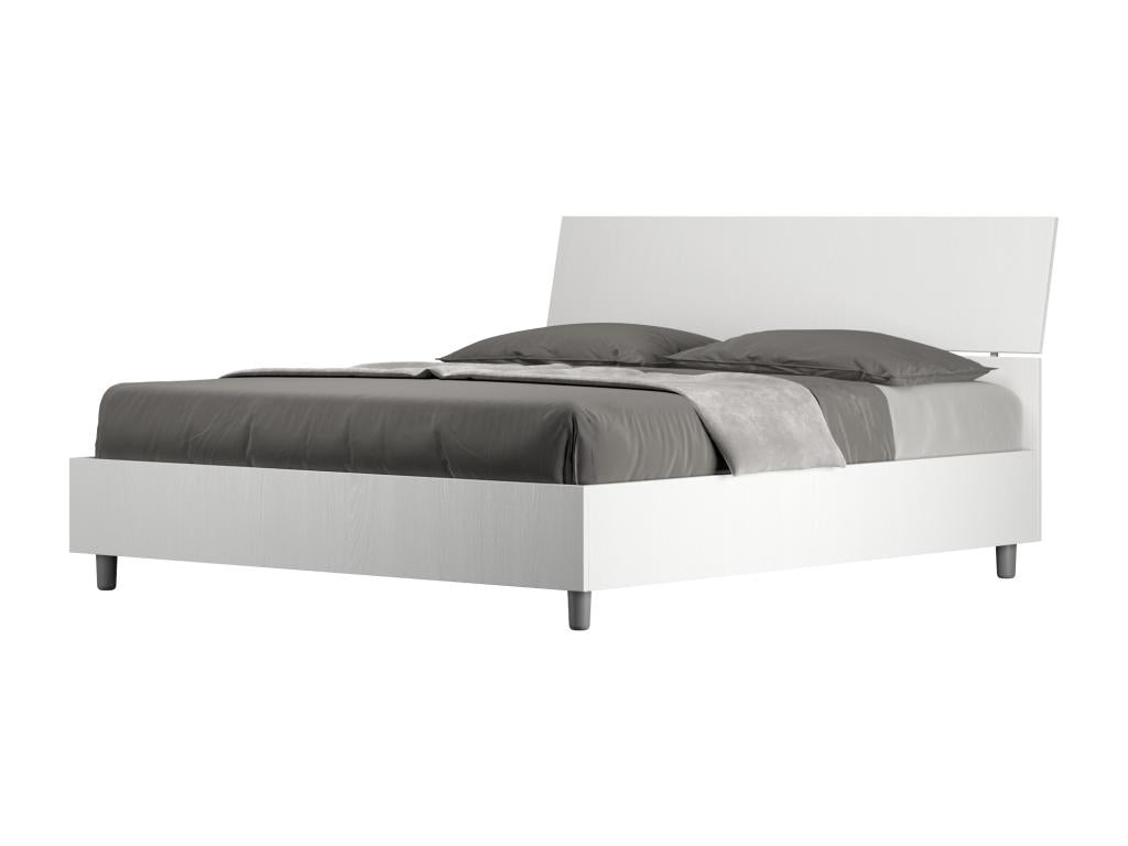 Bed with slatted base 160x200, inclined headboard, white ash, Decohaute LQJH93765