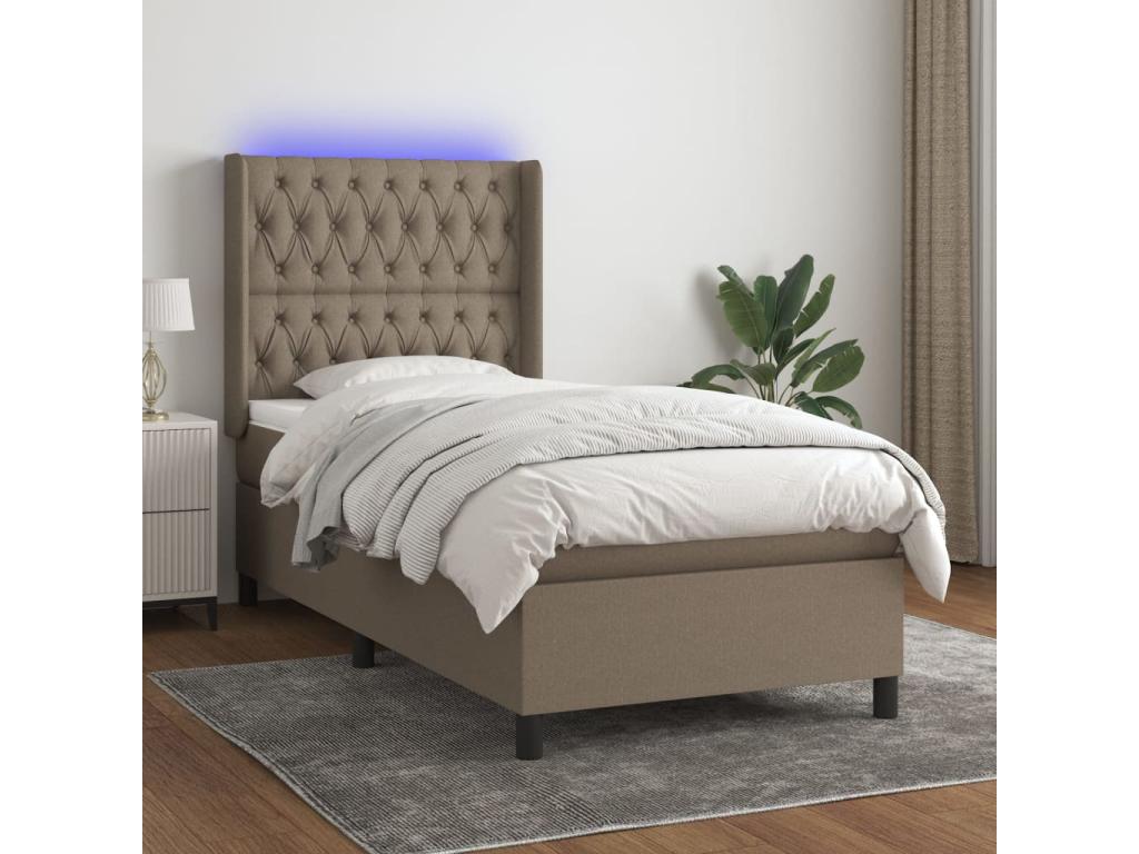 Decohaute bed base with mattress and LED lighting, 90x190 cm, Fabric MGNU35243