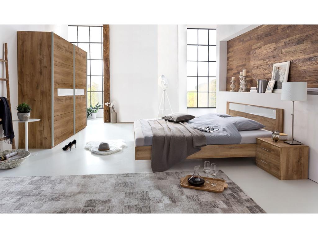 Complete adult bedroom set: adult bed 180x200 cm, wardrobe, 2 bedside tables GKKJ57129