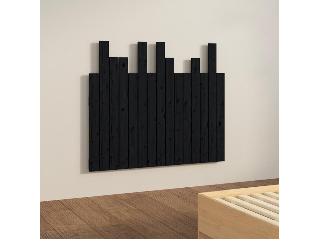 Wall-mounted headboard, black, 95.5x3x80 cm, solid pine wood, RVKI70223