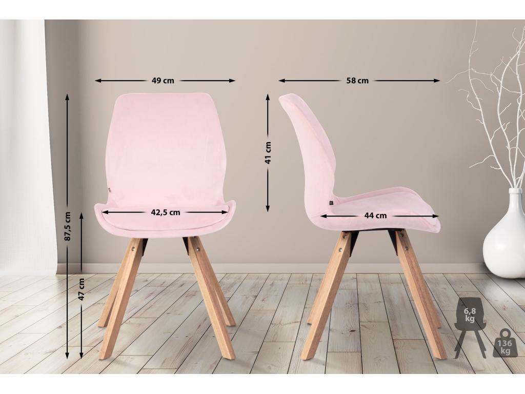 Set of 4 dining chairs - Velvet/Wood - Pink - Decohaute IWPA22132