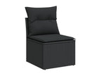 5-piece garden furniture set with cushions, black woven resin CMPX42234