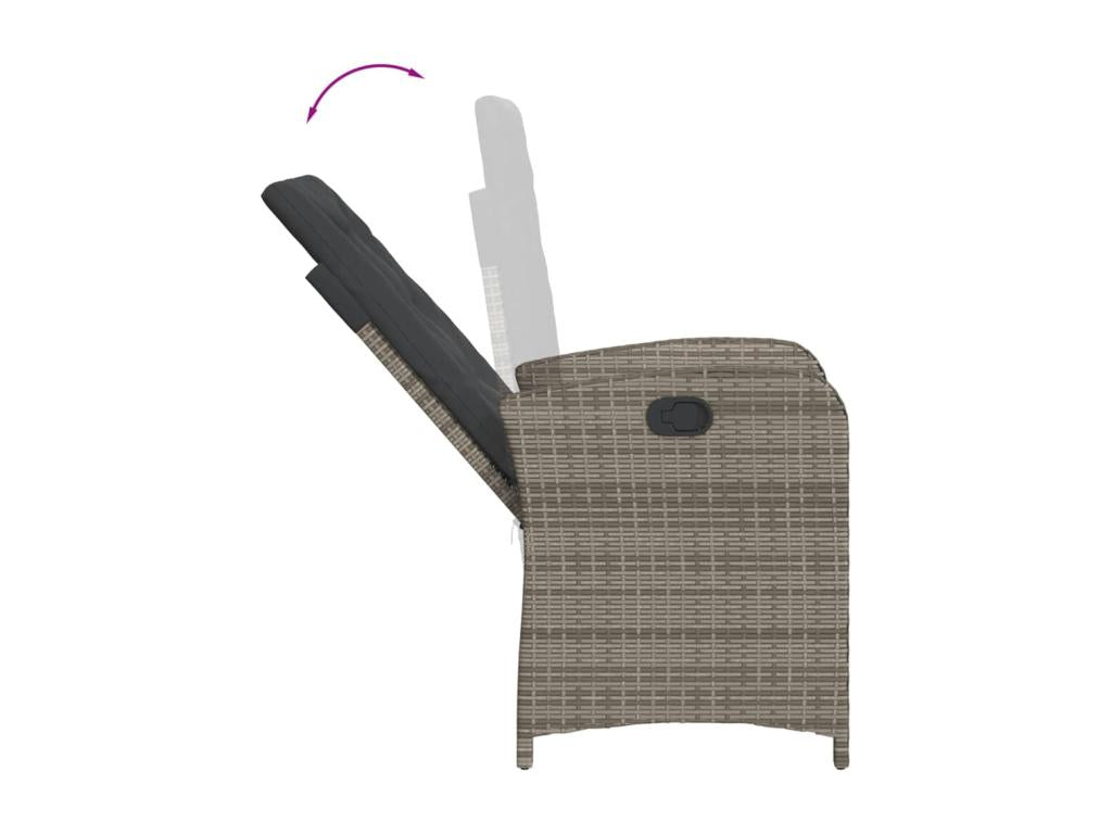 3-piece garden dining set with grey resin wicker cushions SNSZ53134