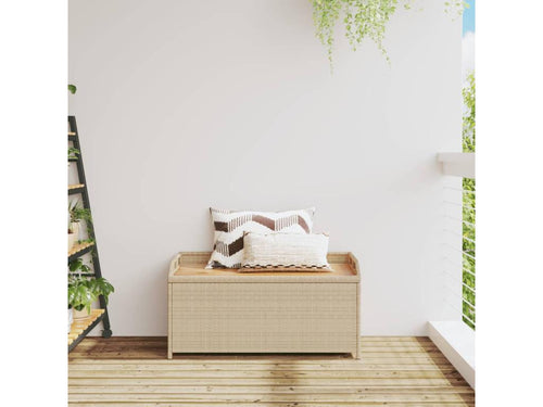 Decohaute beige storage bench in woven resin and wood, NXIX97219