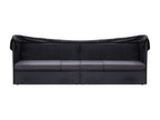 Outdoor sofa bed with canopy, woven resin, black EMYC92023