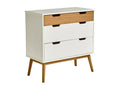 Decohaute - 3-Drawer Chest of Drawers, White and Natural Pine MRST94789
