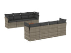 9-piece garden furniture set with grey resin wicker cushions XTYM55001