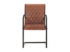 Cantilever dining chairs, set of 4, brown genuine leather IMNR08225