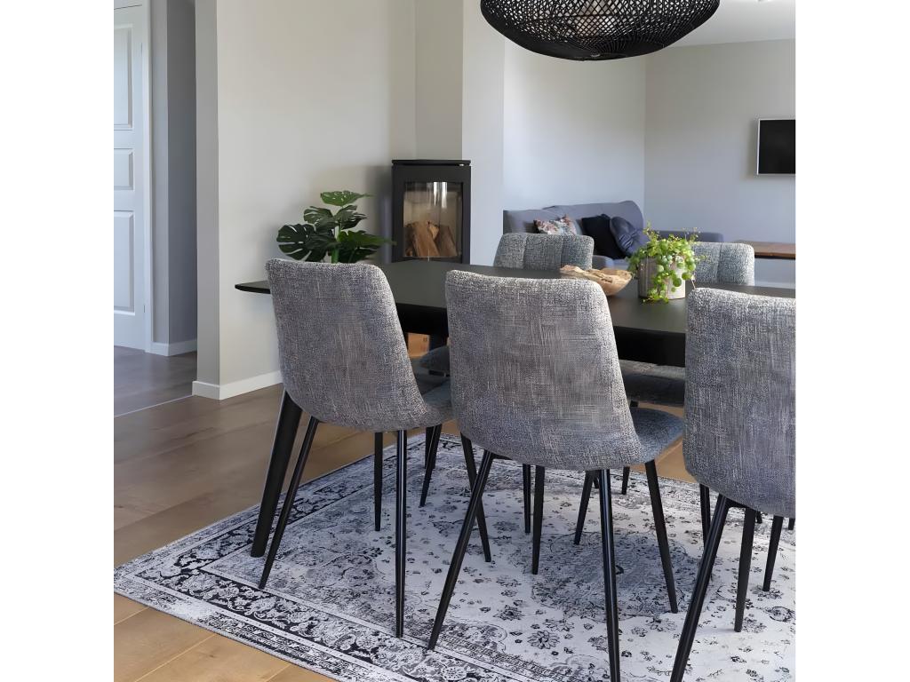 Chezlova - Set of 4 Chairs in Speckled Grey Fabric with Steel Legs HTCX82961