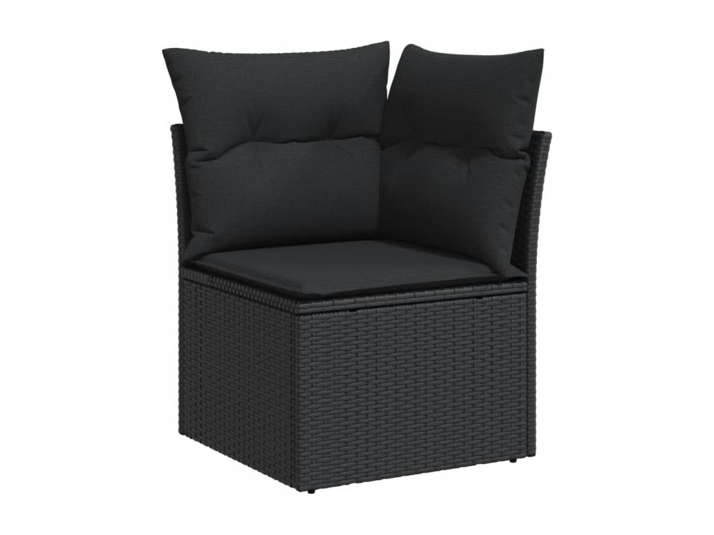 10-piece garden furniture set with cushions, black woven resin ETGM08879
