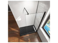 Walk-in shower enclosure 90x200cm in 8mm tempered glass with anti-limescale coating and 140cm square support bar - Matte Black SAZE87541