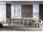 Decohaute Extendable Wooden Dining Table - Cement Grey - Decohaute Legs and Support - 2 Slim Extension Leaves - Extendable Width 180 to 284cm KKMT47782