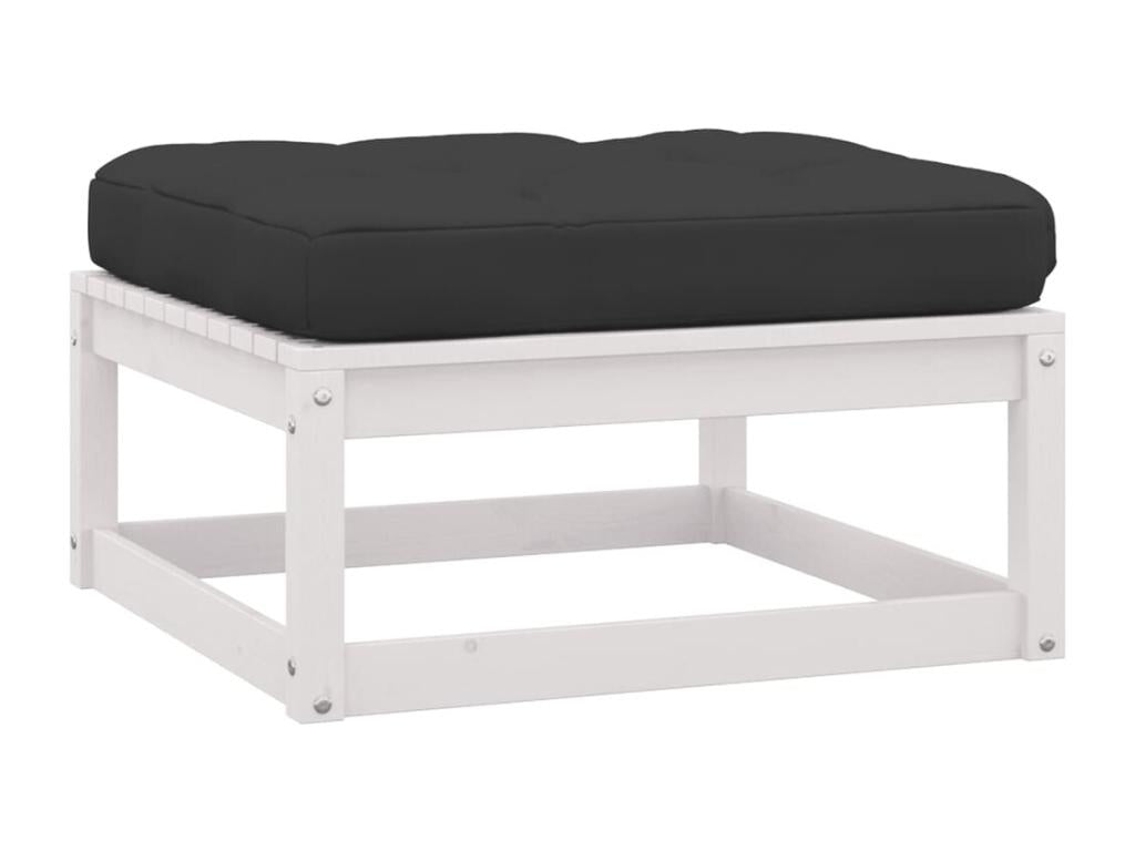 11-piece garden furniture set with cushions, white, solid pine wood, DHCV93986