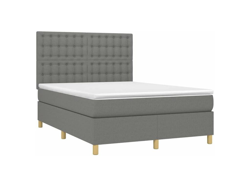 Decohaute bed base with dark grey mattress 140x190 Fabric PVFB39769