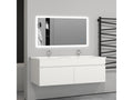 White bathroom vanity unit with 2 soft-close doors and 2 wall-hung basins, 120x45x40 cm (LxWxH) ZWYD78906