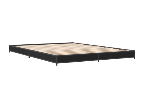 Black bed frame 140x200 cm engineered wood and metal DVLE78855
