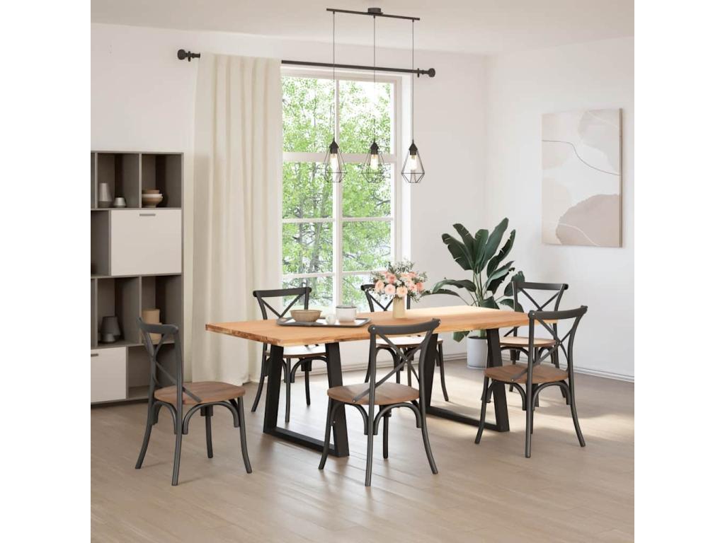 Light brown rectangular solid oak dining table DVWI18023