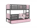 Decohaute Bunk Bed 90x190cm Without Mattress Grey - Pink. Comes with bed base and drawer. DRCK69546