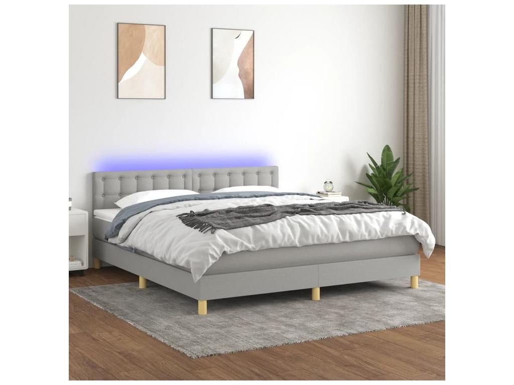 Decohaute bed base and mattress with LED lighting, light grey, 180x200 KGAN15995