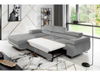 Chezlova 5-seater luxury velvet corner sofa bed in grey with storage, left-hand corner (front view) ATNM30495