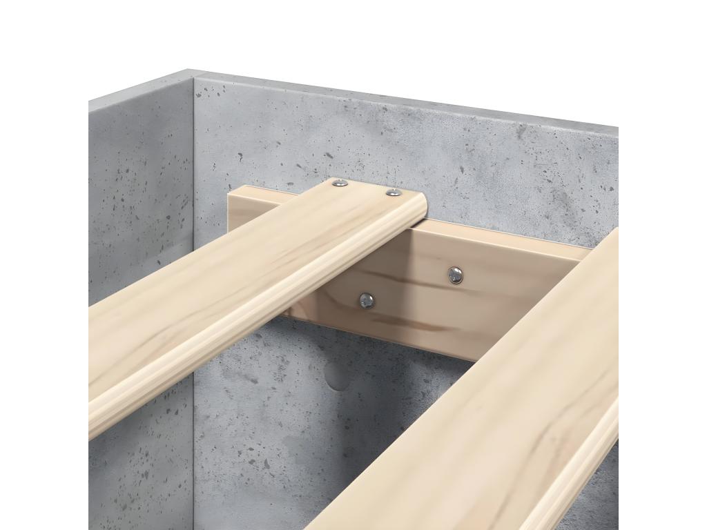 Concrete grey bed frame 150x200 cm engineered wood WCQW83366