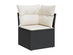 10-piece garden furniture set with cushions, black resin wicker SNQO37357