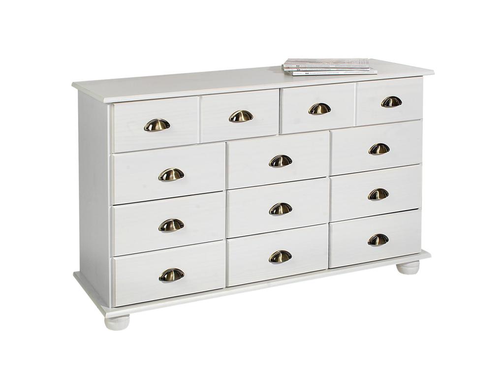Decohaute apothecary chest of drawers with 11 drawers in solid pine with white stain GCEL32743