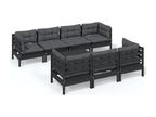 8-piece garden furniture set with cushions, solid pine wood URJT78744