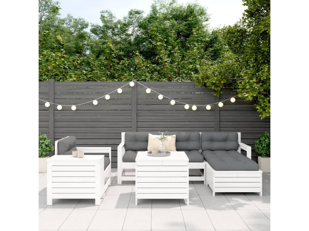 7-piece garden furniture set, white, solid pine wood EPPZ78266