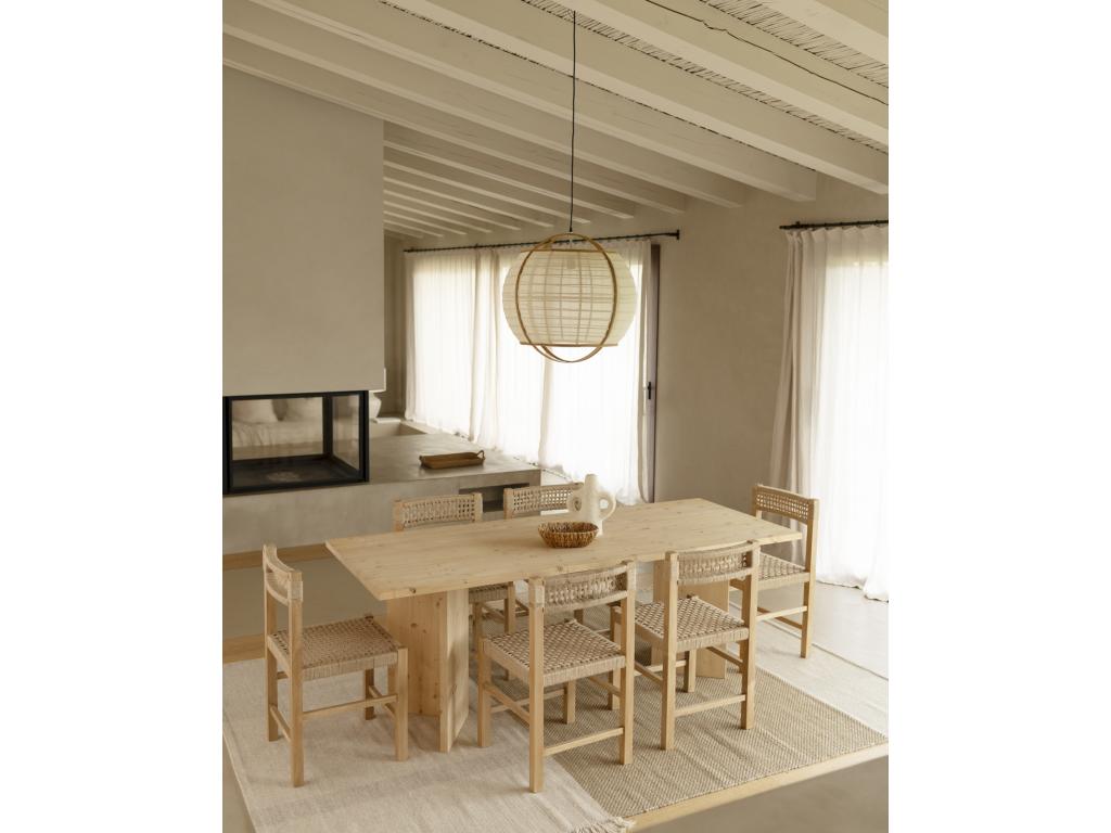 Brown fir wood dining table 180x75cm - Chezlova KXBB92565