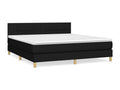 Upholstered bed base with mattress, black, 160x200 cm, fabric, JQAQ51427
