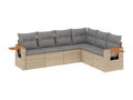 Garden furniture set with cushions, 6 pieces, beige woven resin, BPEW43237